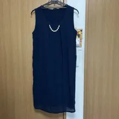 ネイビー ノースリーブ フォーマルワンピース