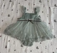 ミントグリーン フリル付きロンパース 80cm