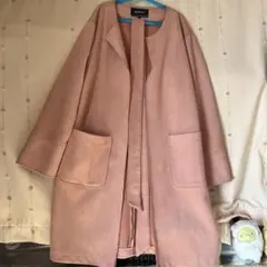 ピンク スエード風 ロングコートのサムネイル