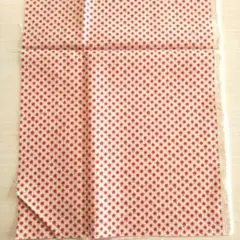 小さな花柄　赤　綿麻生地