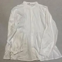 【匿名配送】ユニクロ　レーヨンピンタックプルオーバーブラウス　長袖　ホワイト　M
