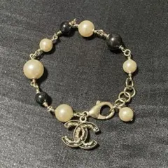 CHANEL レザー編み込みゴールドブレスレット ココマーク パール 付刻印 