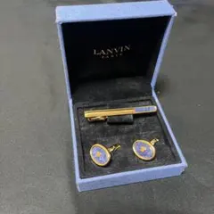【美品】LANVIN ランバン カフス・タイピンセット ゴールド ブルー 天然石のサムネイル