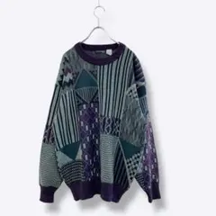 3点¥10,000 ビンテージ 古着 卸 レトロ 80's 柄アクリルニット