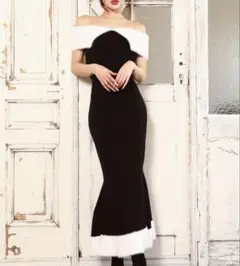 完売品タグ付き【Darich】バイカラーオフショルロングワンピース 黒　FREE