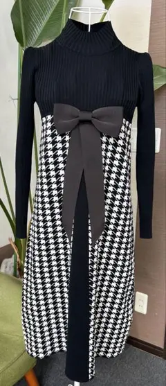 CHANEL シャネル リボン ニット 未使用 チュニック ミニワンピース 