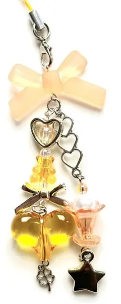 ハンドメイド　ストラップ　ビーズ　コレクトブック　y2k 韓国　オレンジ　パフェ