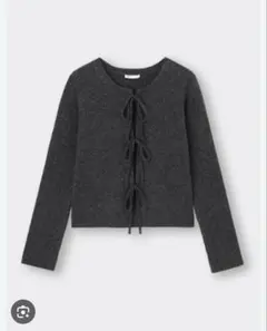 GU フロントリボンカーディガンQ ダークグレー