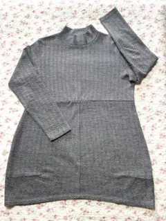 giacca ヘリンボーンパターン　ハイネック長袖トップス