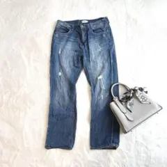 LEPSIM レプシィム【L】９分丈 ストレート ダメージジーンズ デニム