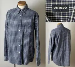 紺タグ 美品 90s ビンテージ オールド ユニクロ チェック柄 長袖 シャツ