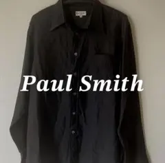 ☆PaulSmith 黒シャツ キュプラ シルク ポールスミス 黒服 Mのサムネイル