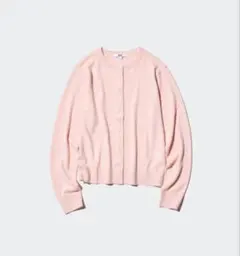 【訳あり】新品未使用　UNIQLO　メリノクルーネックカーディガン　ピンク　L