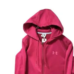 ワンポイント アンダーアーマー 裏起毛 フリース パーカー　ショッキングピンク