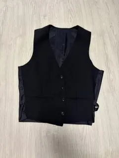 黒 ストライプ スーツベスト 4つボタン