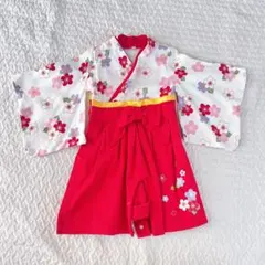 花柄 袴 ロンパース 80㎝ ピンク 赤 七五三　ひな祭り　初節句