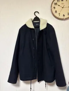A.P.C. ボア襟付きネイビーウールブルゾンS