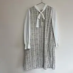 tocco closetリボン付き長袖ひざ丈ワンピース