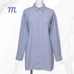 ✨新品✨ドゥクラッセ ストライプ長袖シャツ 銀ボタン M ゆったり コットン混のサムネイル