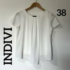 INDIVI 半袖タックシフォンブラウス　38 ホワイトのサムネイル