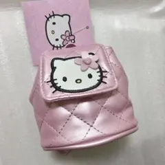 ハローキティ　ミニチュアキルト　リュック型ポーチ　ピンク　サンリオ