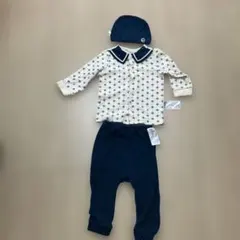 モイモルン　ベビー服セット ネイビーとホワイト ストライプ　70センチ