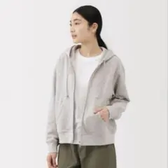 無印良品　裏毛スウェットフルジップパーカ 婦人Ｍ・ライトグレー