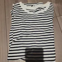 UNIQLO M 白黒ストライプ 長袖Tシャツ