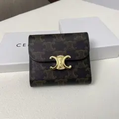CELINE 三つ折り財布 ブラック/ブラウン