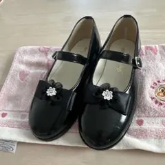 フォーマルシューズ　19cm ブラック　リボン　入学式　卒業式