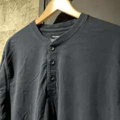 USA古着 OLD NAVY ヘンリーネックロンT ネイビー XLのサムネイル