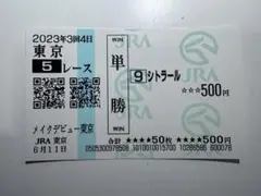 シトラール メイクデビュー 単勝馬券 東京競馬場購入 3着