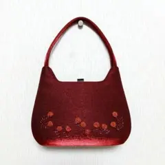 ROPE 赤い花柄ハンドバッグ　パーティー用