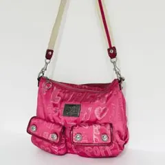 極美品　COACH ハンドバッグ ピンク ポピー キャンバス 15304