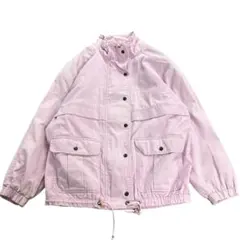 7AS16 ジップアップ コットンジャケット　ブルゾン　ピンク　L 古着