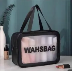 ポータブル防水バック　透明ハンドバッグ　化粧旅行袋　水泳バッグ　黒　小物入れ