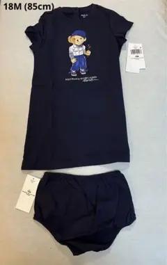 【新品・未使用】18M(85cm)ラルローレン　ポロベアワンピース　ロンパース