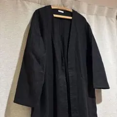 fog linen work 羽織り　麻100% ブラックコート　レディース