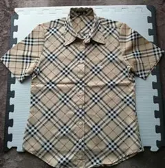 BURBERRY LONDON チェック柄ベージュ 半袖シャツ L