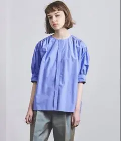 美品　ユナイテッドアローズ バルーンスリーブ ギャザーブラウス F ブルー系