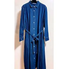 ユニクロ*デニムAラインシャツワンピース*XXL*ライトコート*大きいサイズ*