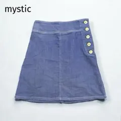 【美品】mystic サイドボタン デニムミニスカート ブルー パープルのサムネイル