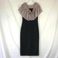 DRESS+ オフショルダー風 ロングワンピース パーティードレス L ブラック