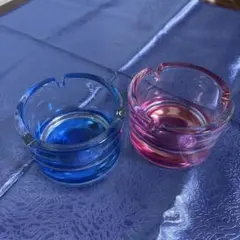 ガラス製 小物入れ　2個セット ブルー ピンク インテリア　アロマ入れ