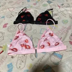 キスマーク柄トライアングルブラ2色セット