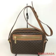 CELINE セリーヌ マカダム ショルダーバッグ PVC レザー ブラウン