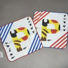 新品未使用ポケモンセンターコラボBeamsハンドタオル２枚レッドブルーピカチュウ