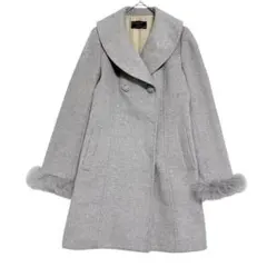 エニィスィス　アンゴラ混 ファーカフス ウールコート　【美品】　グレー