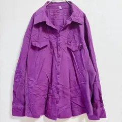 Entyce パープル 長袖 シャツ シンプル 体型カバー【3L～4L】のサムネイル