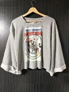 E hyphen × ディズニー コラボ変形短丈スウェット ミッキー ミニー